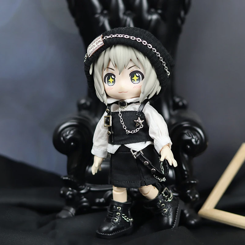 Ob11 Doll Gothic Clothes Uniform Suit Dress Shirt Hat Vest Shorts Set Nendoroids Clothes For Gsc, Obitsu11, Molly, P9, 1/12bjd
