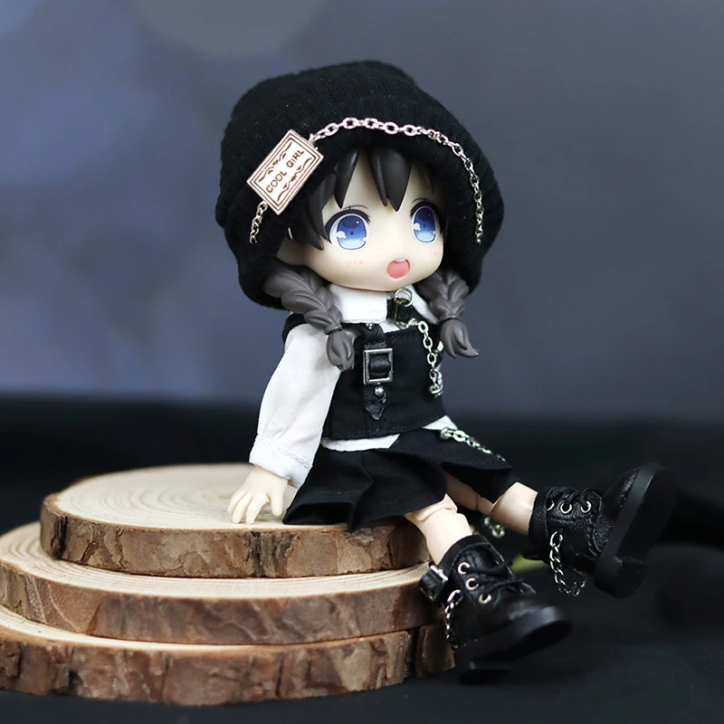 Ob11 Doll Gothic Clothes Uniform Suit Dress Shirt Hat Vest Shorts Set Nendoroids Clothes For Gsc, Obitsu11, Molly, P9, 1/12bjd