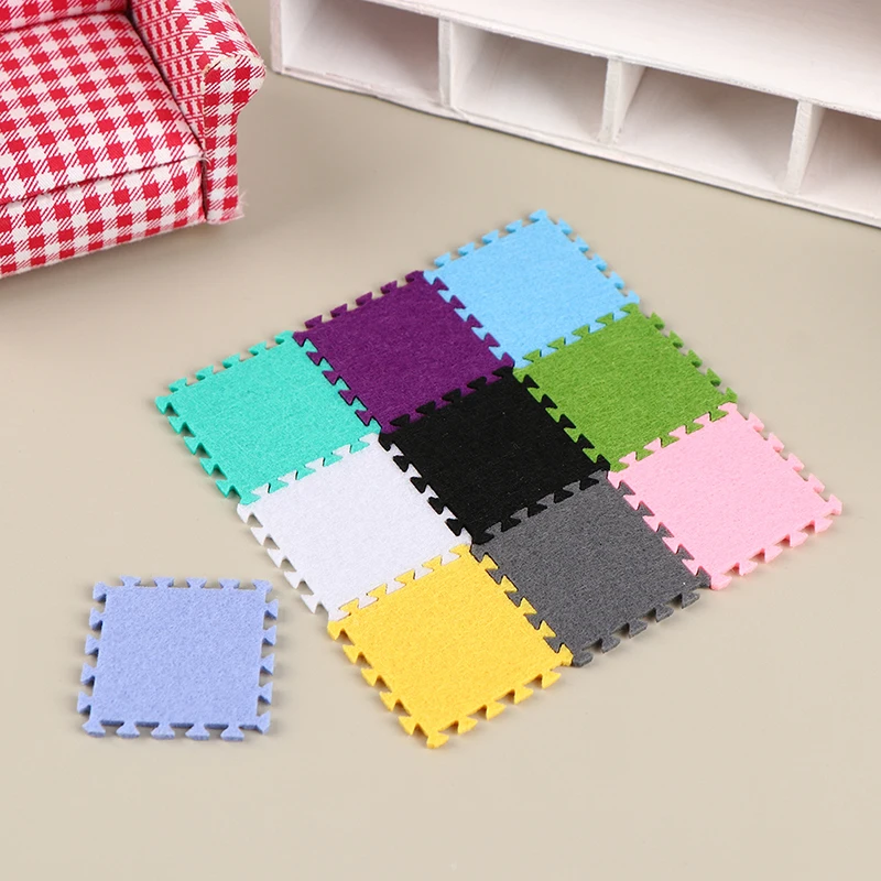 6Pcs 1:12 Dollhouse Miniature Seamed Rug Carpet Multicolor Mat Carpet House Living Room Furniture Living Scene Decor Toy