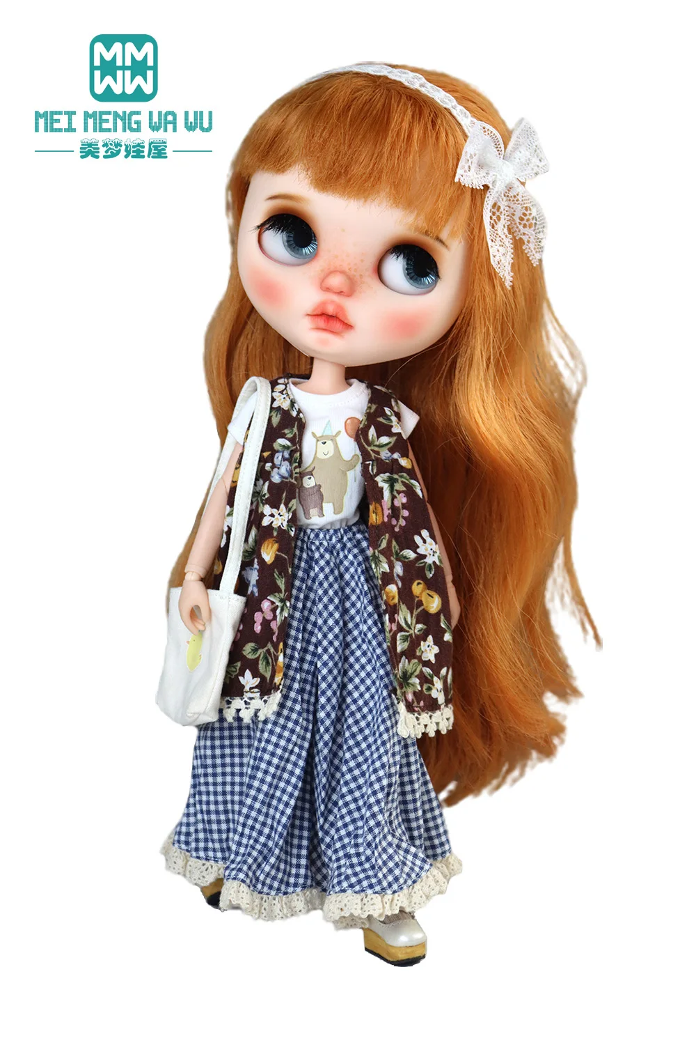 Blyth Azone OB22 OB24 Doll Clothes Fashion Plaid Skirt T-Shirt Girl Gift