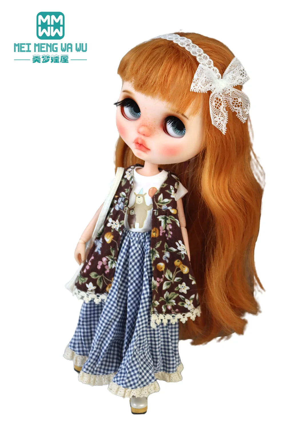 Blyth Azone OB22 OB24 Doll Clothes Fashion Plaid Skirt T-Shirt Girl Gift
