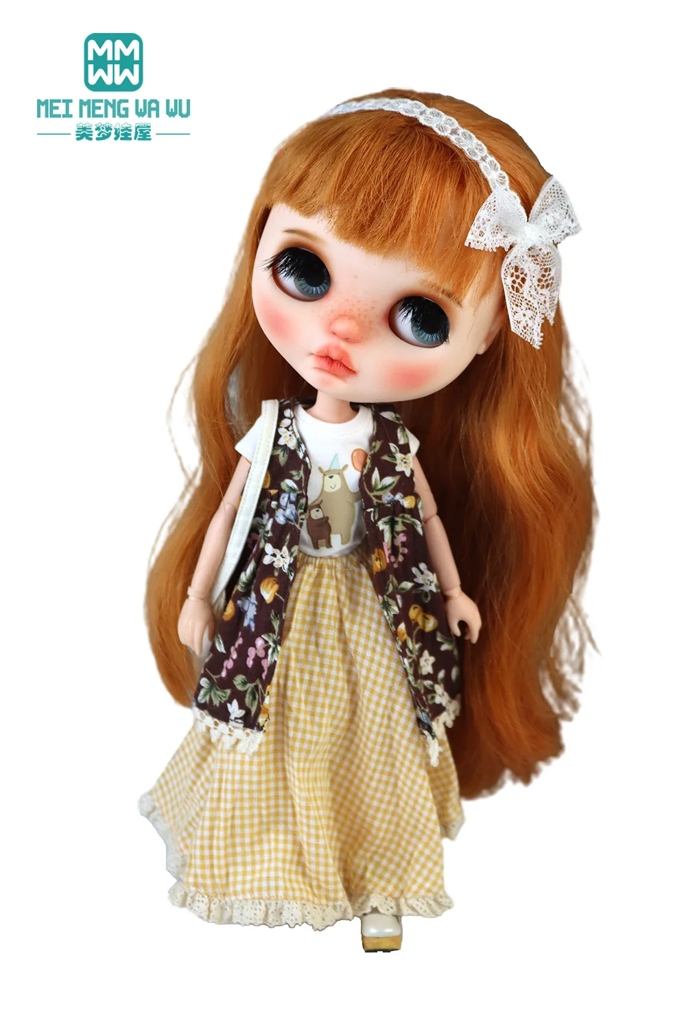 Blyth Azone OB22 OB24 Doll Clothes Fashion Plaid Skirt T-Shirt Girl Gift