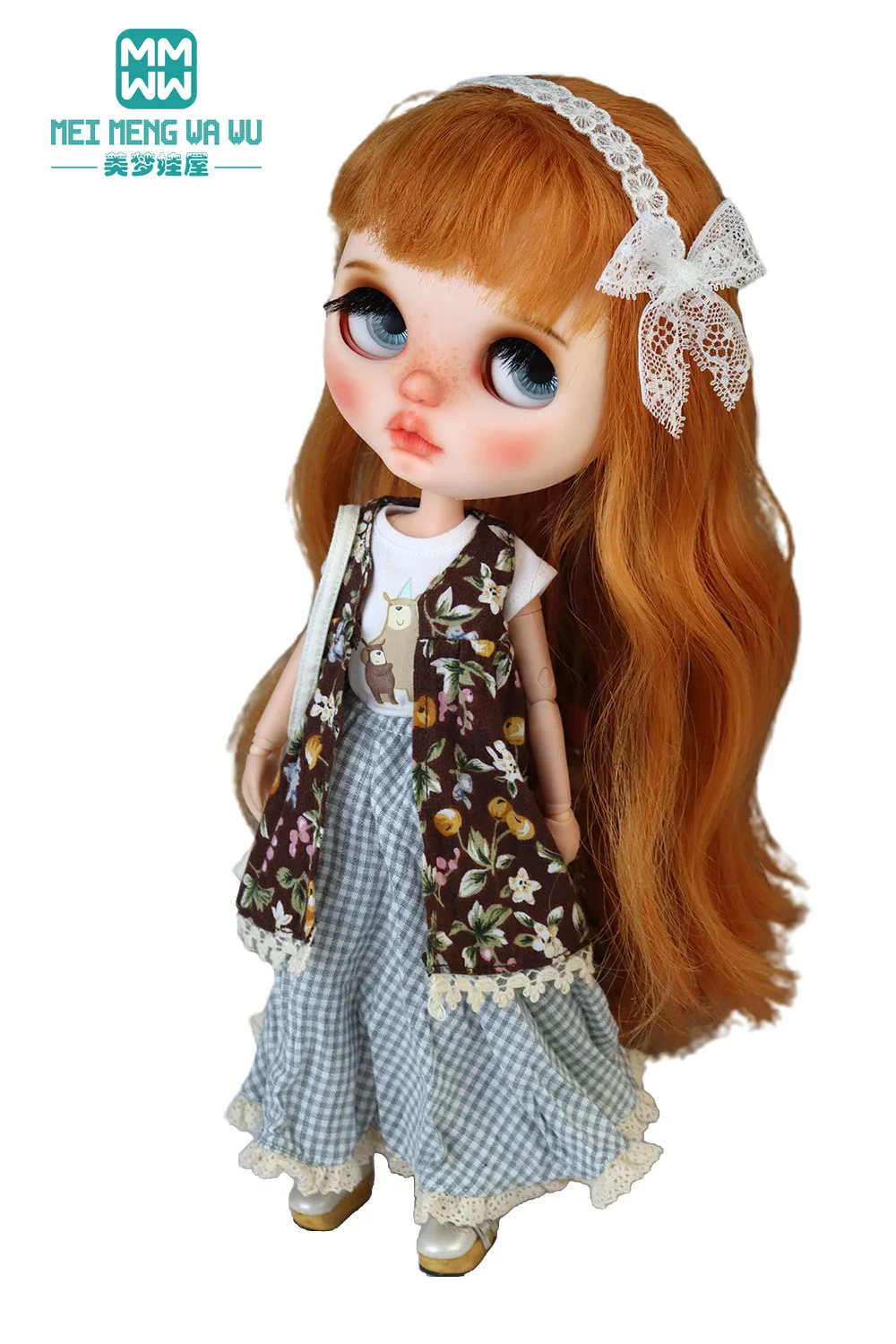 Blyth Azone OB22 OB24 Doll Clothes Fashion Plaid Skirt T-Shirt Girl Gift