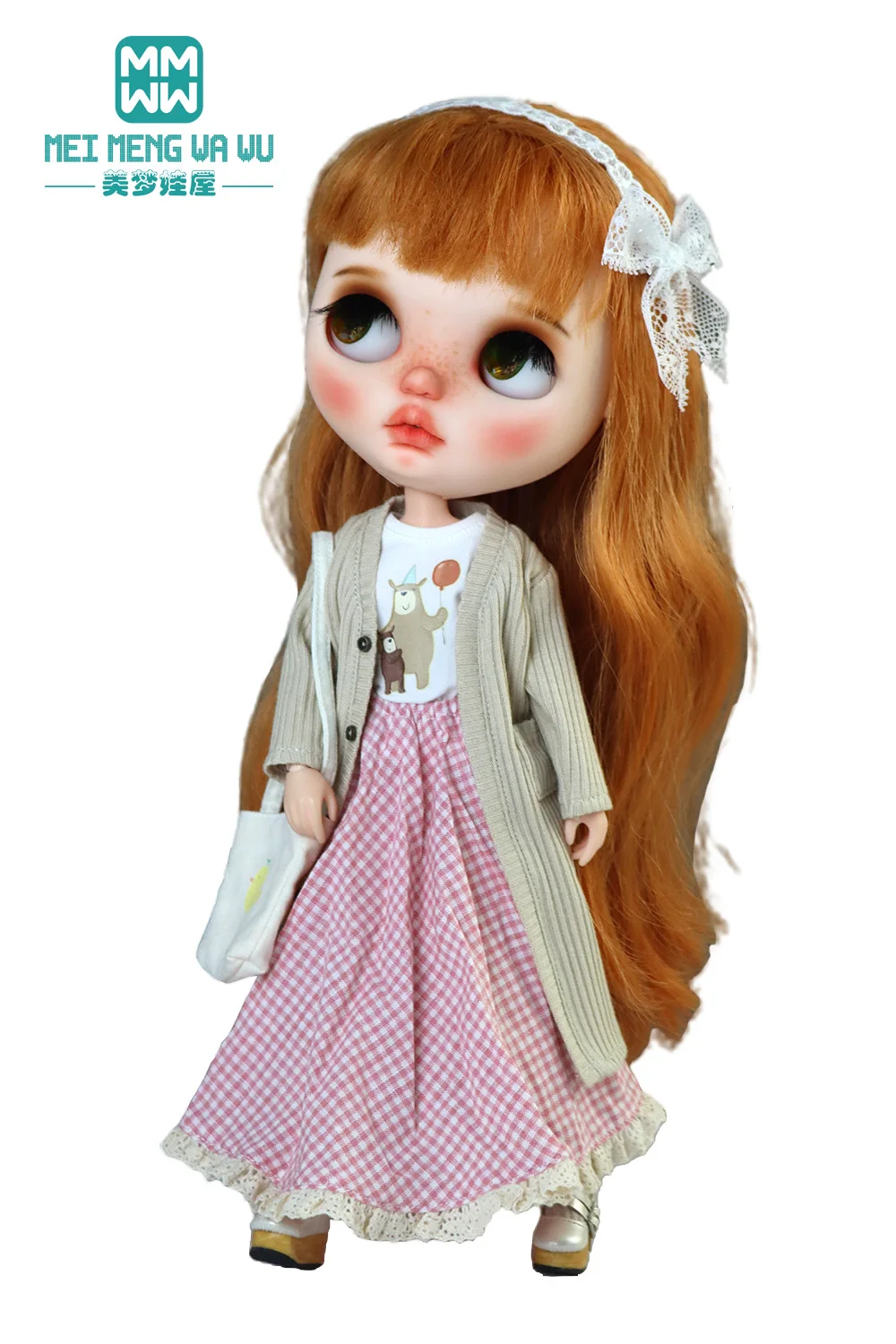 Blyth Azone OB22 OB24 Doll Clothes Fashion Plaid Skirt T-Shirt Girl Gift