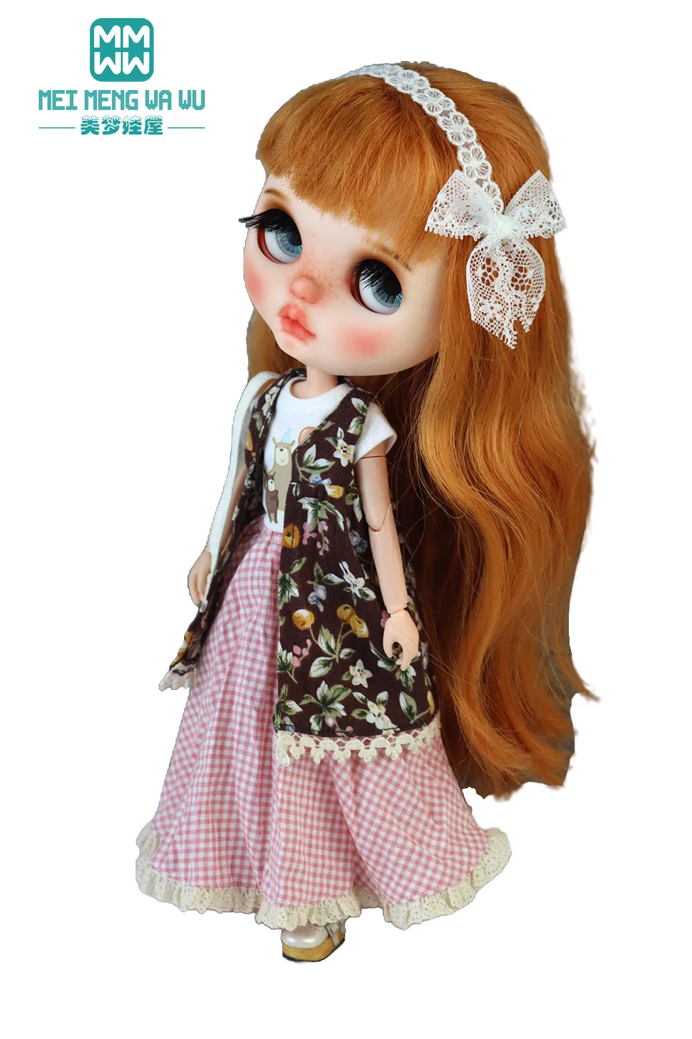 Blyth Azone OB22 OB24 Doll Clothes Fashion Plaid Skirt T-Shirt Girl Gift