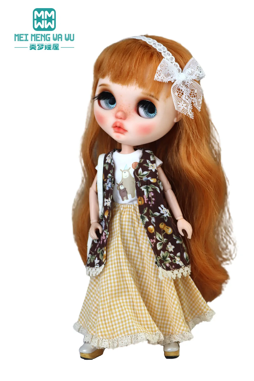 Blyth Azone OB22 OB24 Doll Clothes Fashion Plaid Skirt T-Shirt Girl Gift