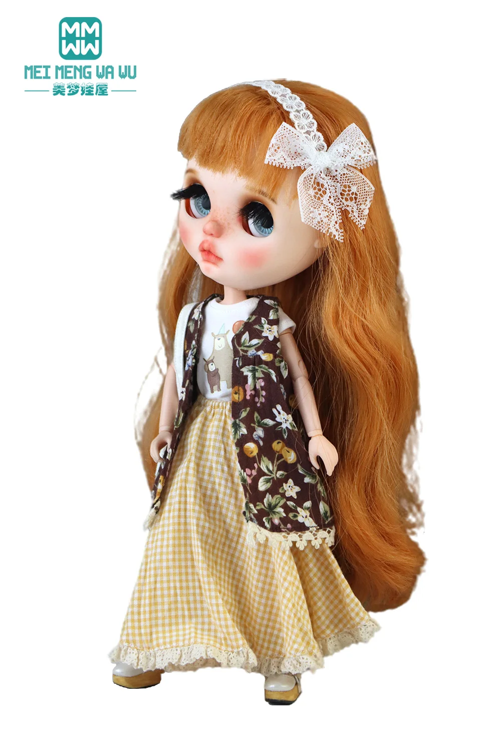 Blyth Azone OB22 OB24 Doll Clothes Fashion Plaid Skirt T-Shirt Girl Gift