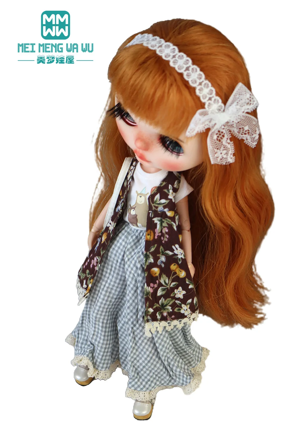 Blyth Azone OB22 OB24 Doll Clothes Fashion Plaid Skirt T-Shirt Girl Gift