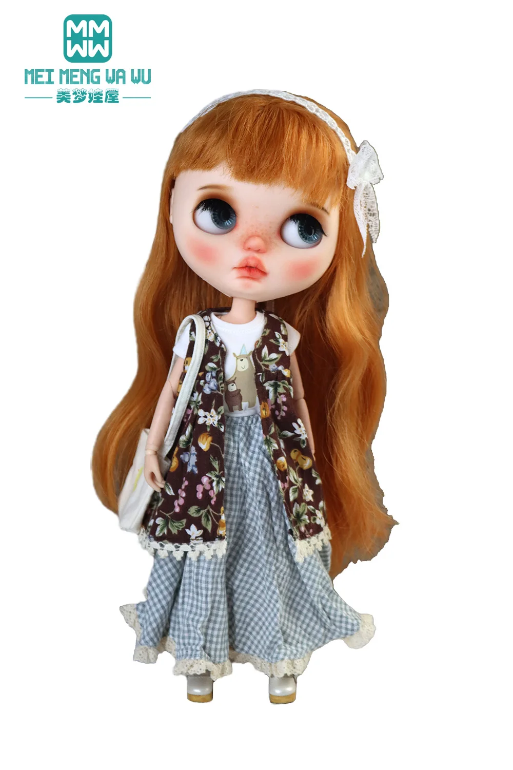 Blyth Azone OB22 OB24 Doll Clothes Fashion Plaid Skirt T-Shirt Girl Gift