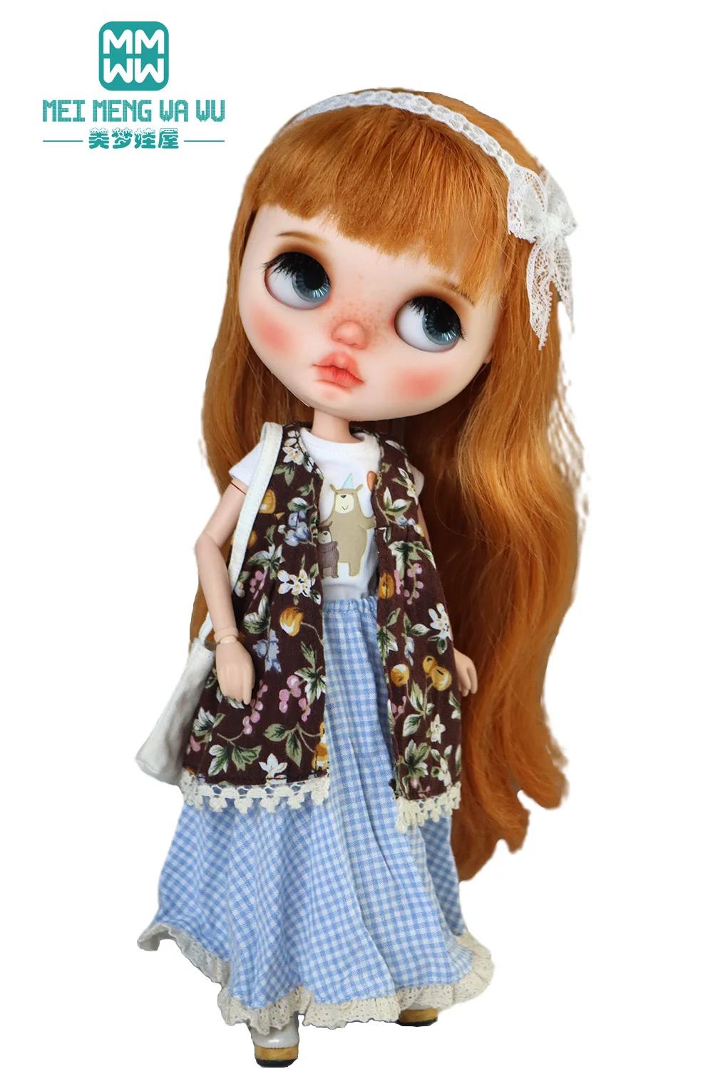 Blyth Azone OB22 OB24 Doll Clothes Fashion Plaid Skirt T-Shirt Girl Gift