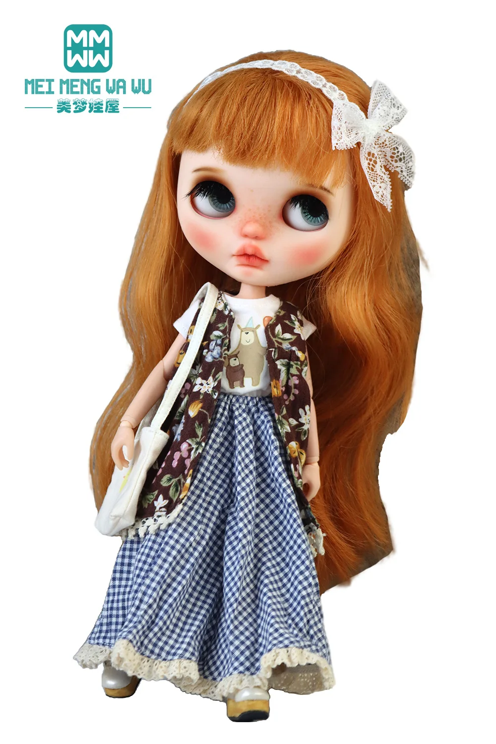 Blyth Azone OB22 OB24 Doll Clothes Fashion Plaid Skirt T-Shirt Girl Gift