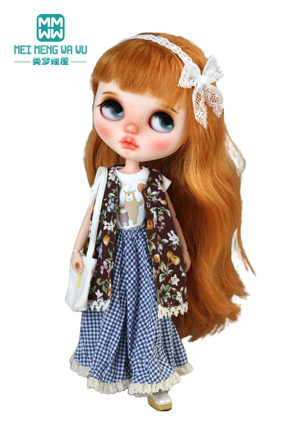 Blyth Azone OB22 OB24 Doll Clothes Fashion Plaid Skirt T-Shirt Girl Gift