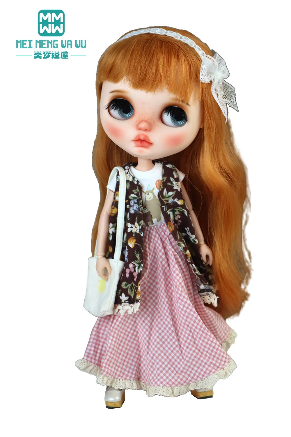 Blyth Azone OB22 OB24 Doll Clothes Fashion Plaid Skirt T-Shirt Girl Gift