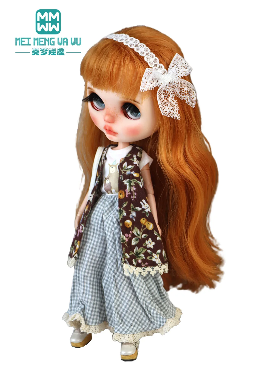Blyth Azone OB22 OB24 Doll Clothes Fashion Plaid Skirt T-Shirt Girl Gift