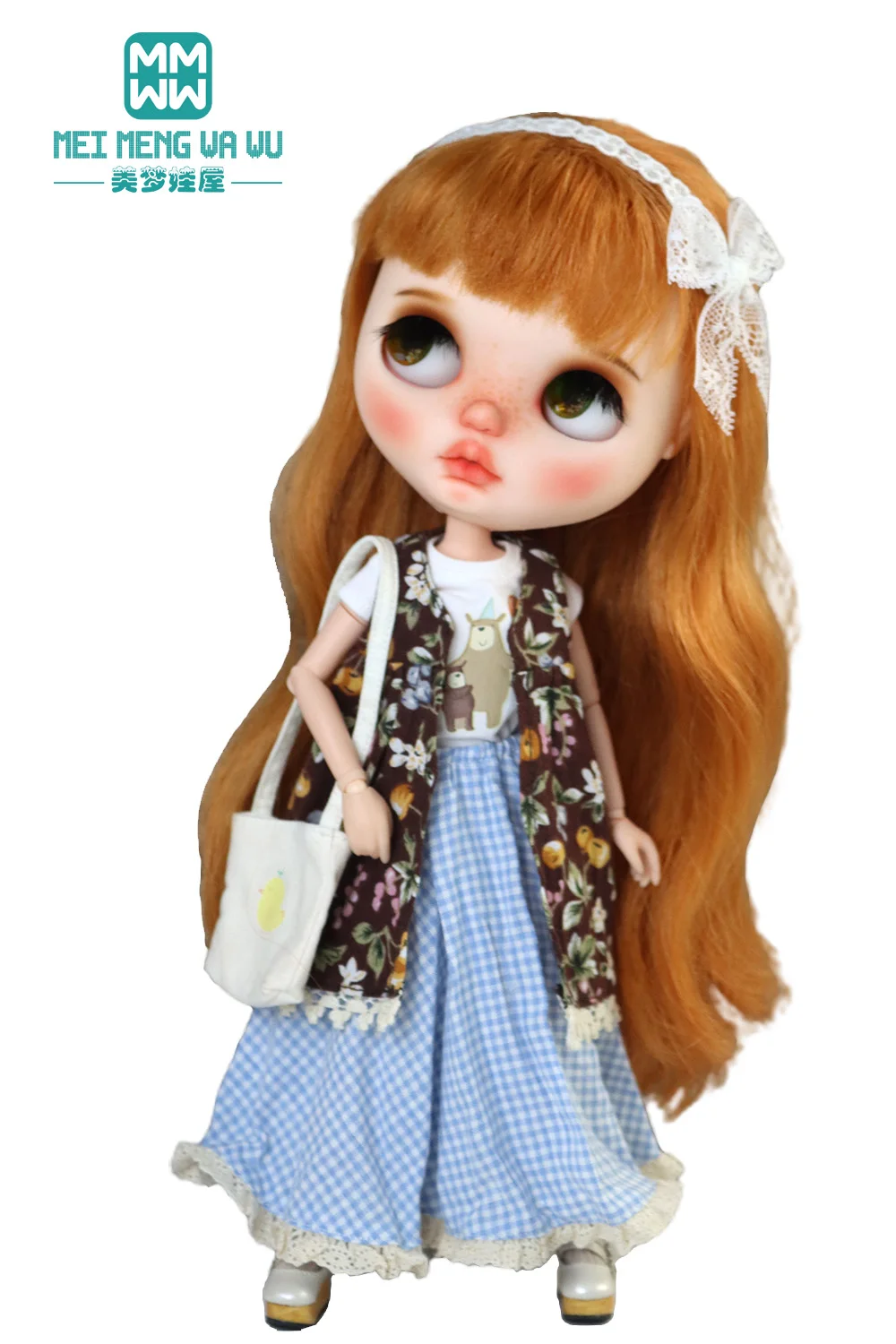 Blyth Azone OB22 OB24 Doll Clothes Fashion Plaid Skirt T-Shirt Girl Gift