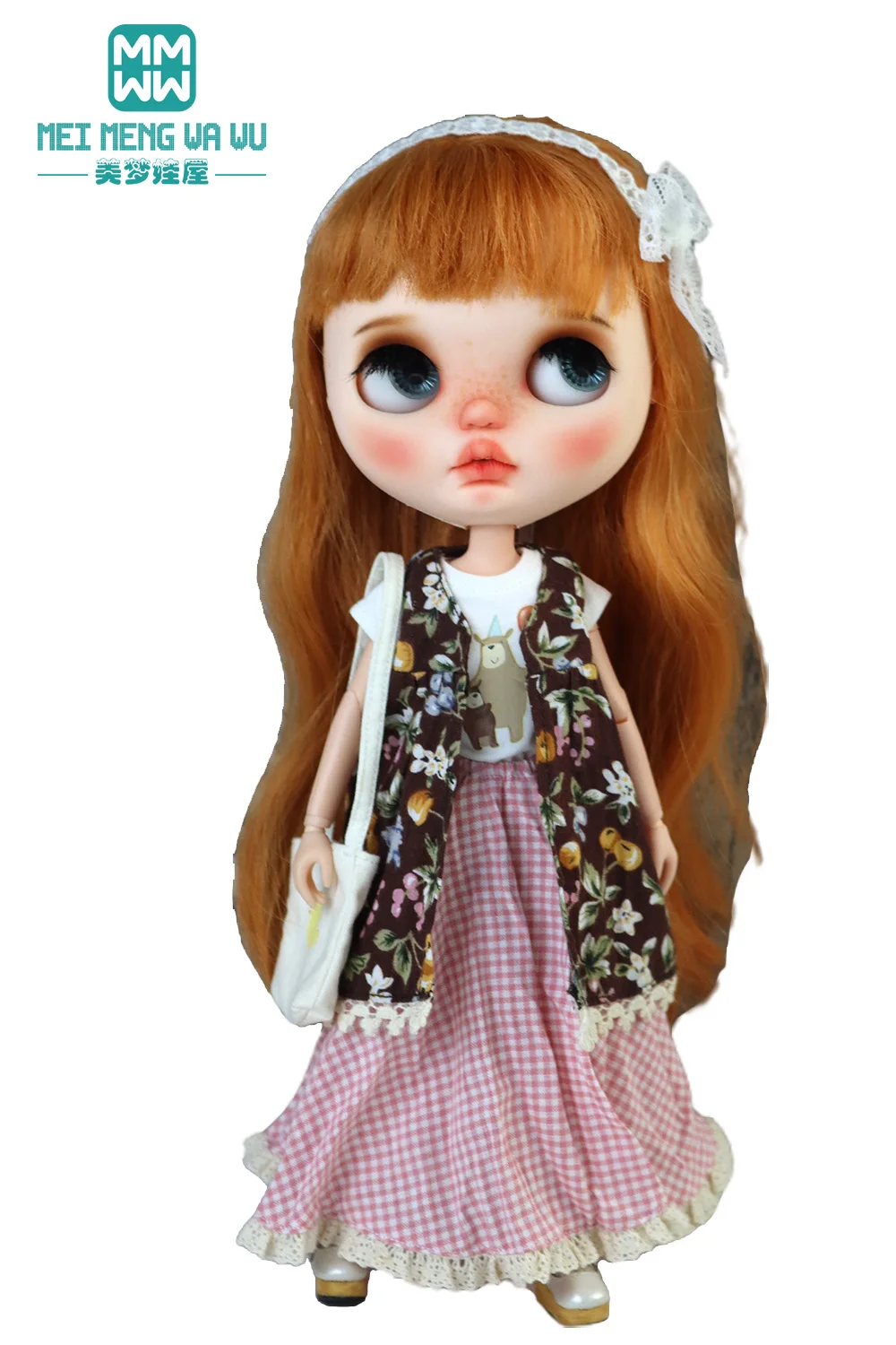 Blyth Azone OB22 OB24 Doll Clothes Fashion Plaid Skirt T-Shirt Girl Gift