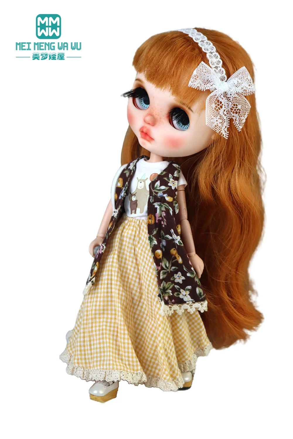 Blyth Azone OB22 OB24 Doll Clothes Fashion Plaid Skirt T-Shirt Girl Gift