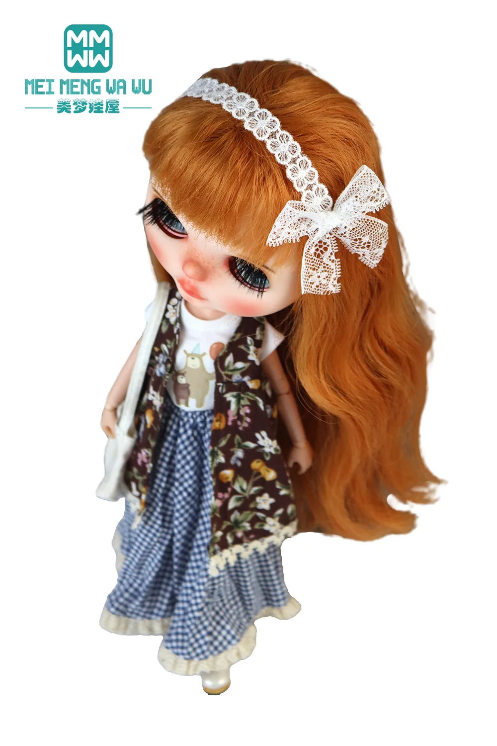 Blyth Azone OB22 OB24 Doll Clothes Fashion Plaid Skirt T-Shirt Girl Gift