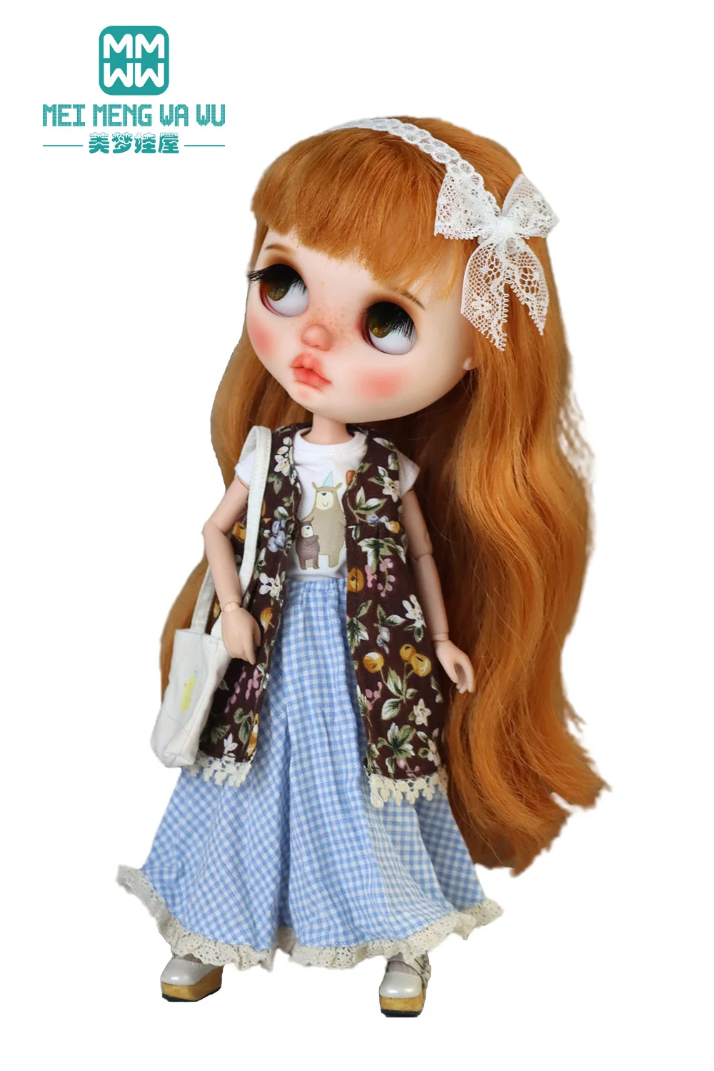Blyth Azone OB22 OB24 Doll Clothes Fashion Plaid Skirt T-Shirt Girl Gift
