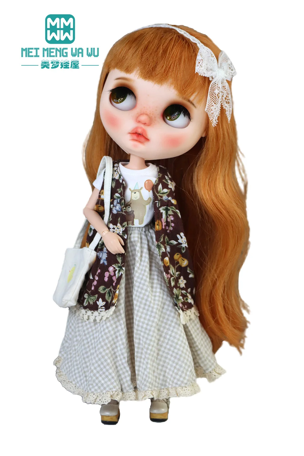 Blyth Azone OB22 OB24 Doll Clothes Fashion Plaid Skirt T-Shirt Girl Gift