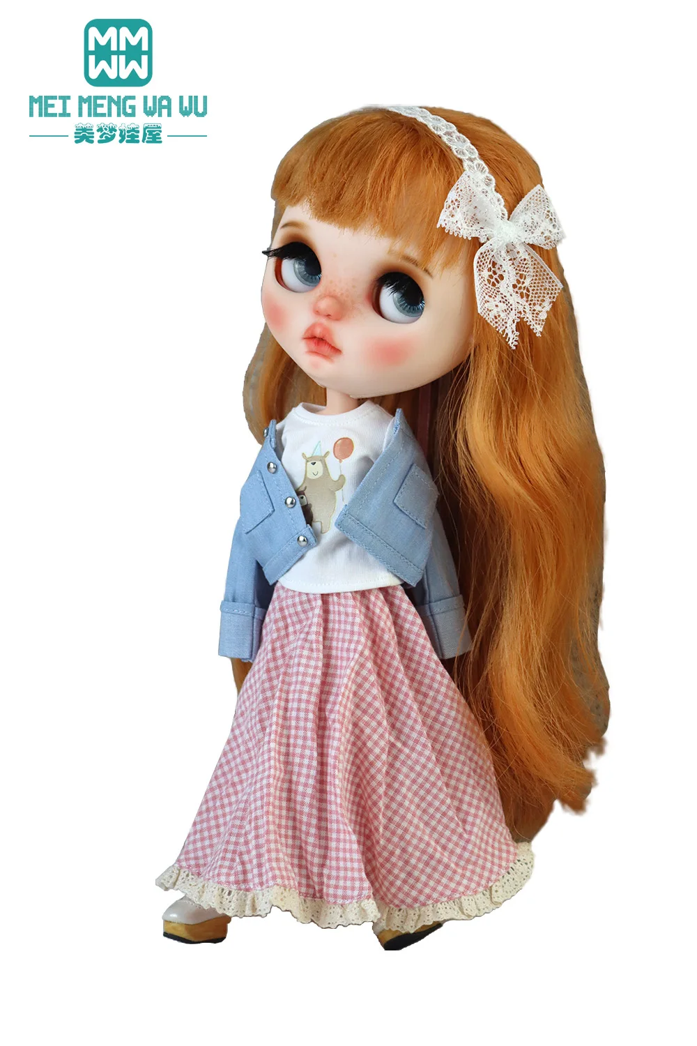 Blyth Azone OB22 OB24 Doll Clothes Fashion Plaid Skirt T-Shirt Girl Gift