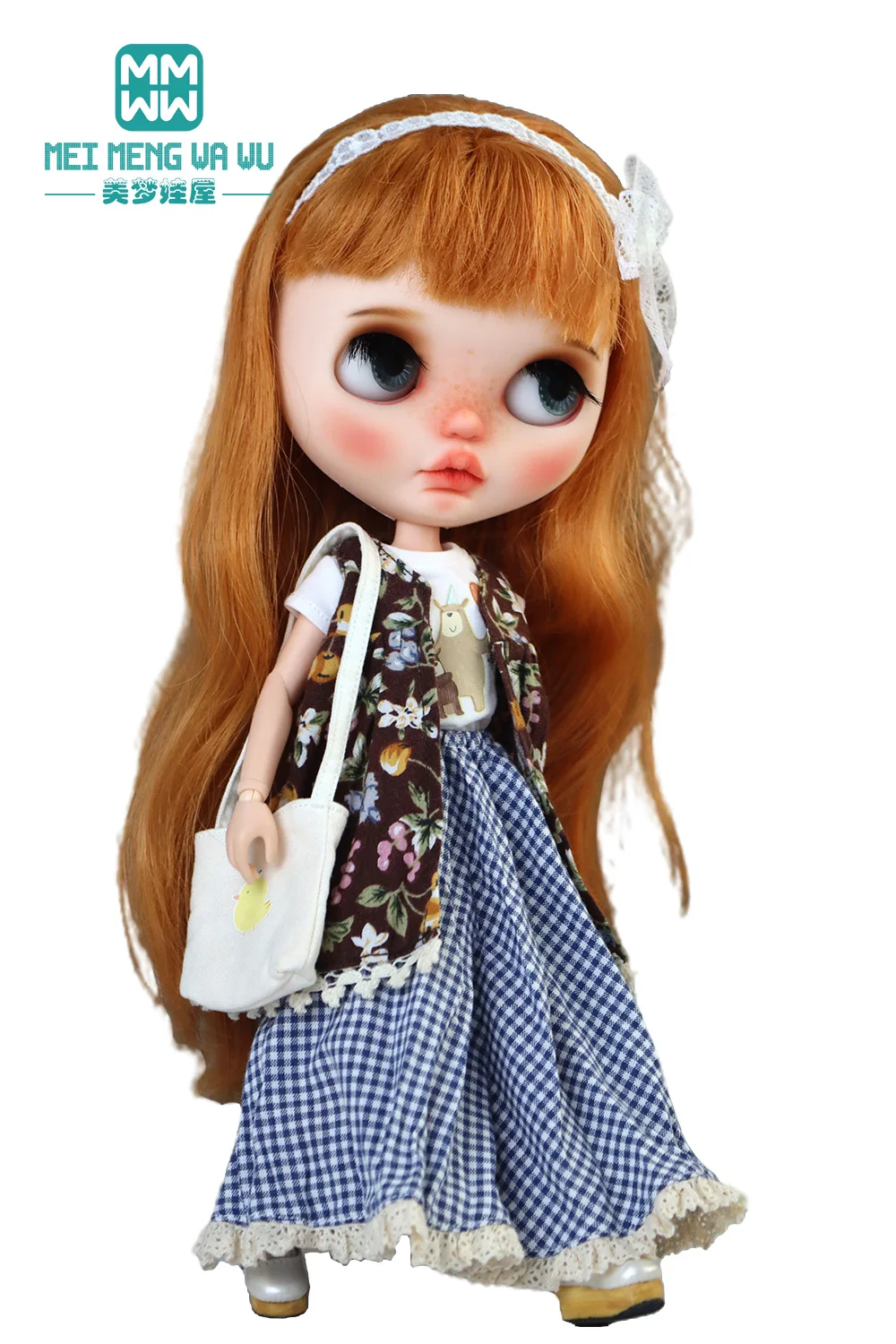 Blyth Azone OB22 OB24 Doll Clothes Fashion Plaid Skirt T-Shirt Girl Gift
