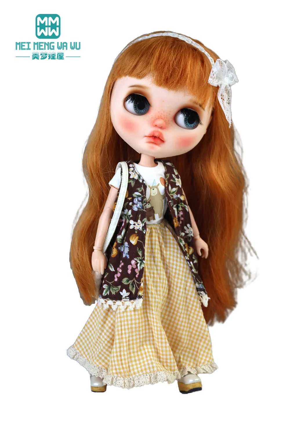 Blyth Azone OB22 OB24 Doll Clothes Fashion Plaid Skirt T-Shirt Girl Gift