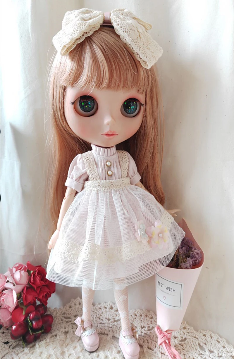 New Blyth long T-shirt+Lace Skirt Barbies DressDoll Blyth Doll Clothes Princess Dress For Ymy Licca Azones Ob24 Ob27 Fr Doll