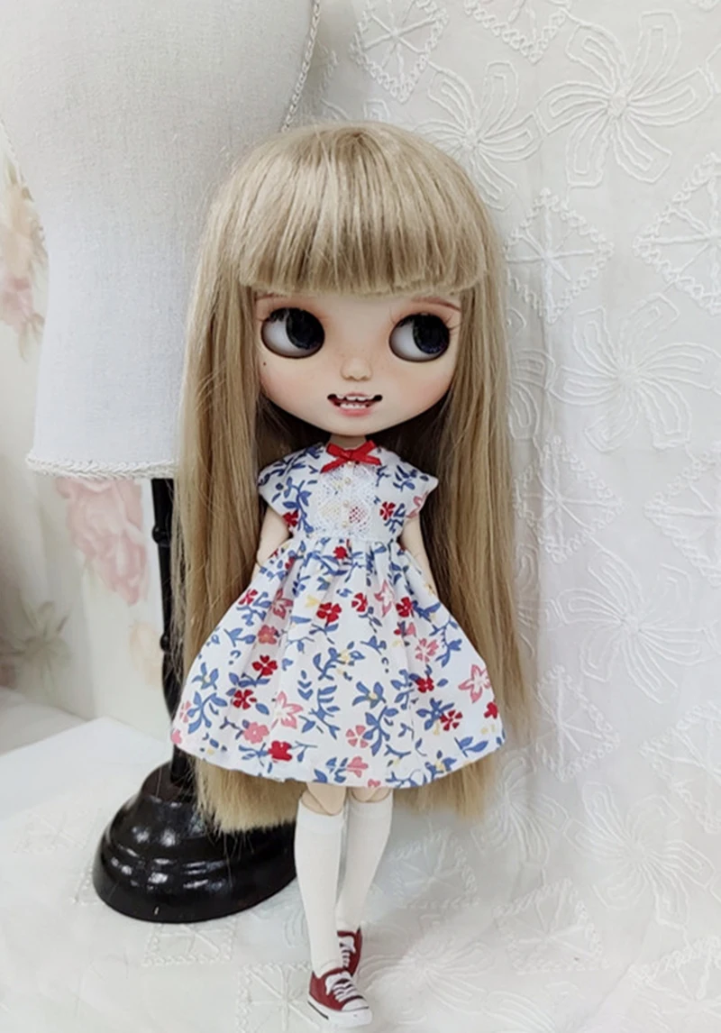New Blyth long T-shirt+Lace Skirt Barbies DressDoll Blyth Doll Clothes Princess Dress For Ymy Licca Azones Ob24 Ob27 Fr Doll