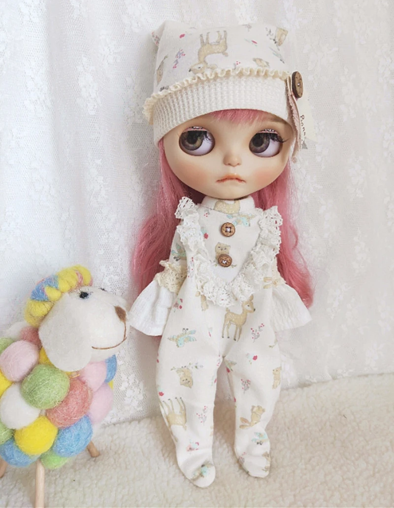 New Blyth long T-shirt+Lace Skirt Barbies DressDoll Blyth Doll Clothes Princess Dress For Ymy Licca Azones Ob24 Ob27 Fr Doll