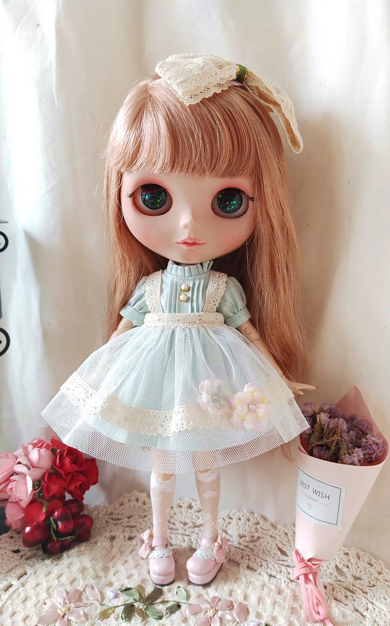 New Blyth long T-shirt+Lace Skirt Barbies DressDoll Blyth Doll Clothes Princess Dress For Ymy Licca Azones Ob24 Ob27 Fr Doll
