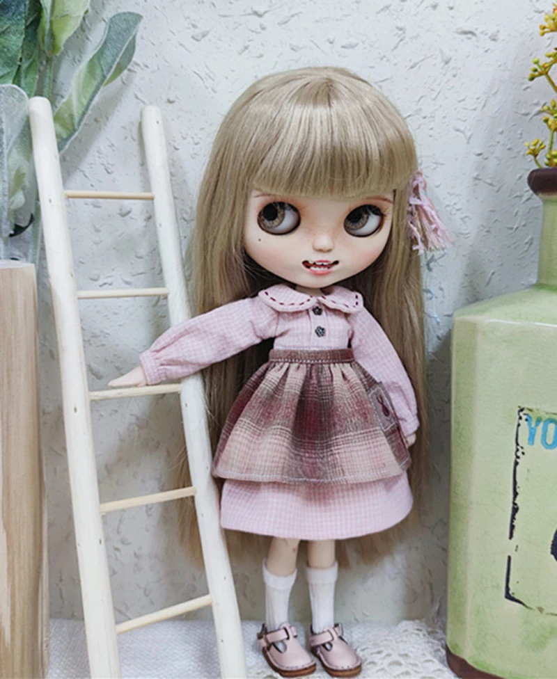 New Blyth long T-shirt+Lace Skirt Barbies DressDoll Blyth Doll Clothes Princess Dress For Ymy Licca Azones Ob24 Ob27 Fr Doll