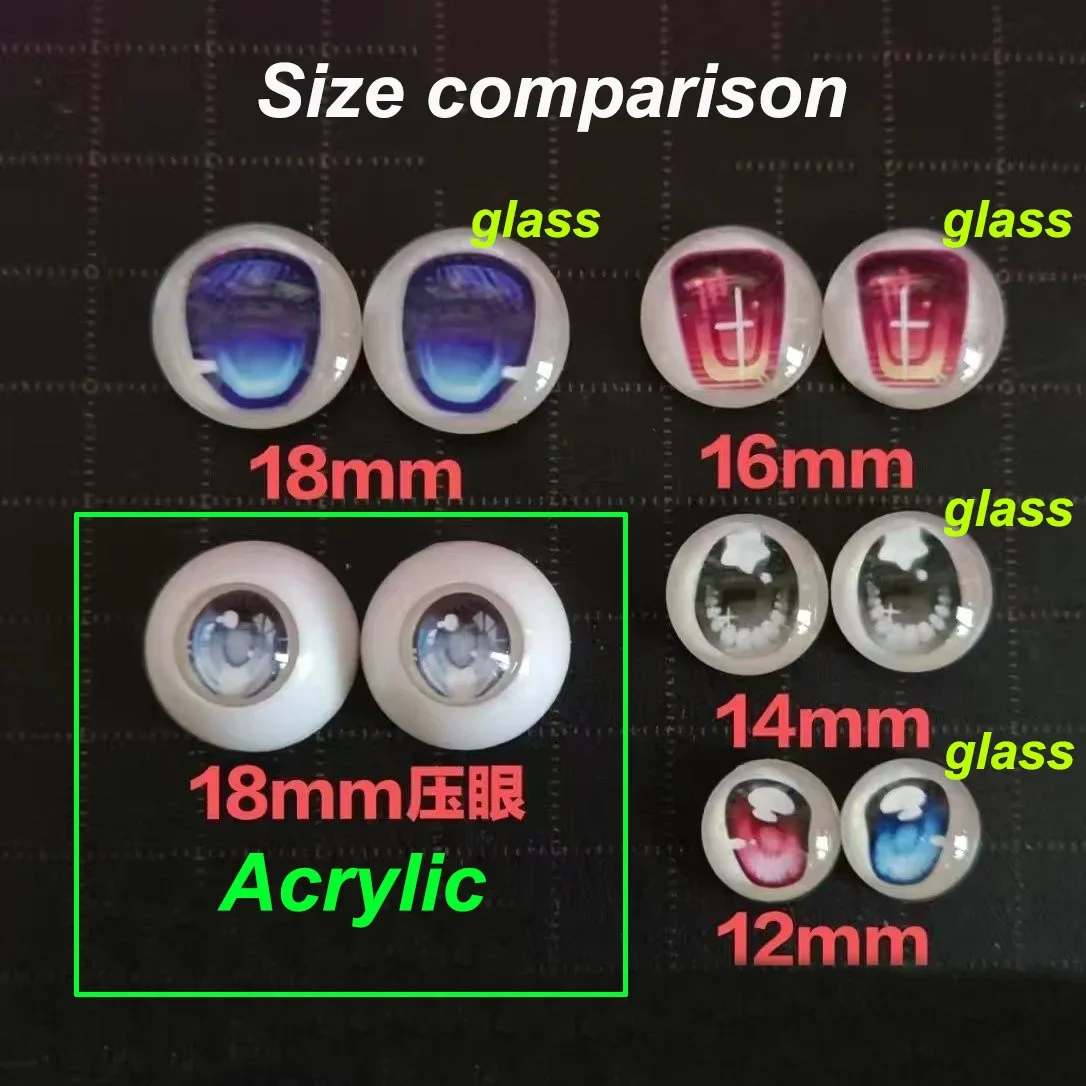 10/12/14/16/18/20mm Doll's Eyes,Random Sending, Anime Eyeball Glass Eye Diy Girl Toys Dress Up Play House Gift Doll Accessories
