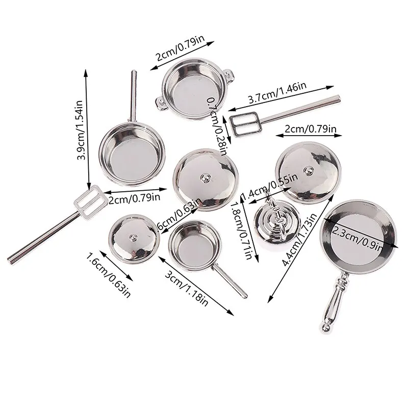 4Pcs or 6 Pcs 1:12 Dollhouse Miniature Metal Mini Pot Set Doll House Kitchen Furnitures Cookware Pans Food Toys Set DIY Scene