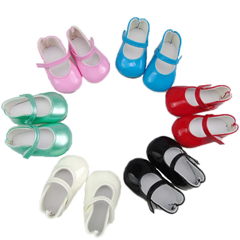 Girls Dolls Shoes Round Toe PU Princess Dress Shoes American Newborn Shoe Baby Toys Fit 43 Cm Baby Dolls