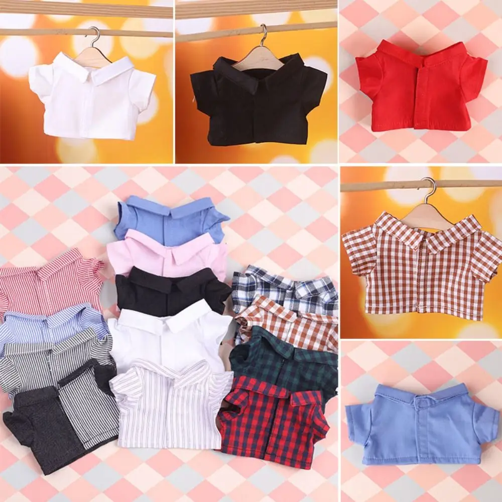 10/20cm Doll Clothes Versatile Tops Lapel Shirt Fashion Stripe Blouse For Cotton Stuffed Dolls Toys Accessories Idol Doll Outfit