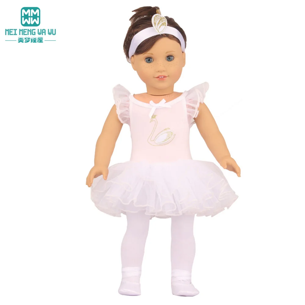 Doll clothes fit 43cm newborn doll and American doll tutu + Tights + dancing shoes three-piece doll accessories gifts