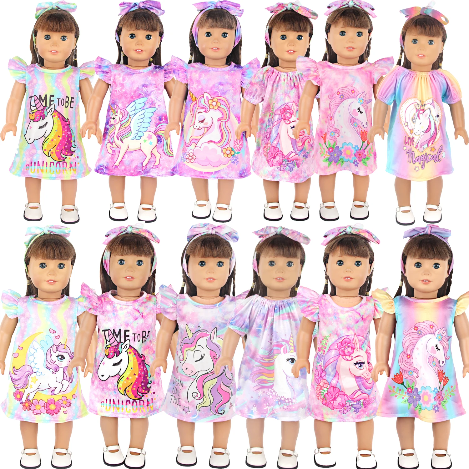 Lovely Yarn Skirt Series Doll Accessories Dress Uniclorn Fawn Kitten Heart Clothes For 18 Inch Dolls 43cm Baby New Born Doll Toy