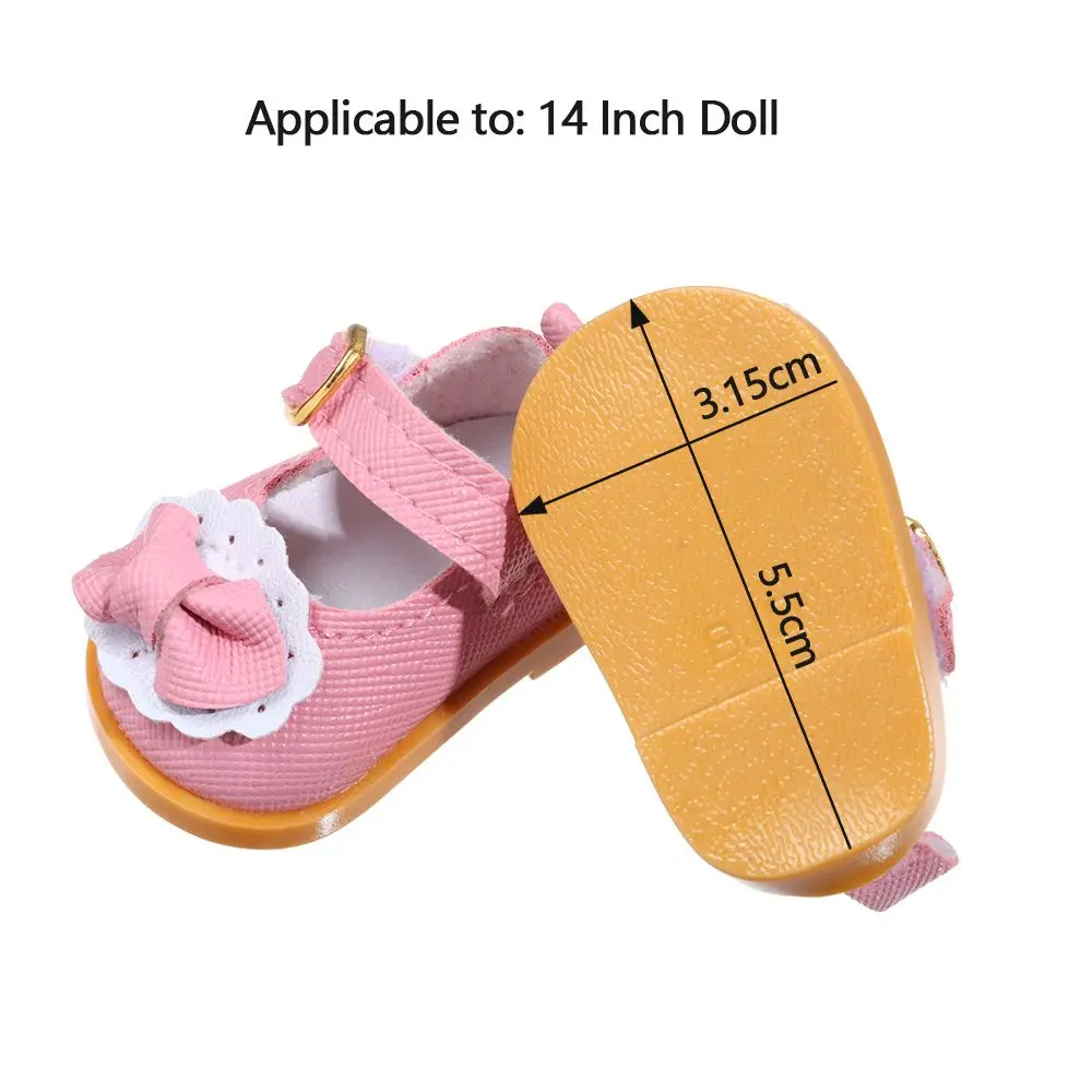 5.5cm Bow Decorate Doll Shoes Casual Shoes Bow PU Leather Shoes Fit For 14 Inches Doll 7-14 Years Old Gifts Doll Accessories
