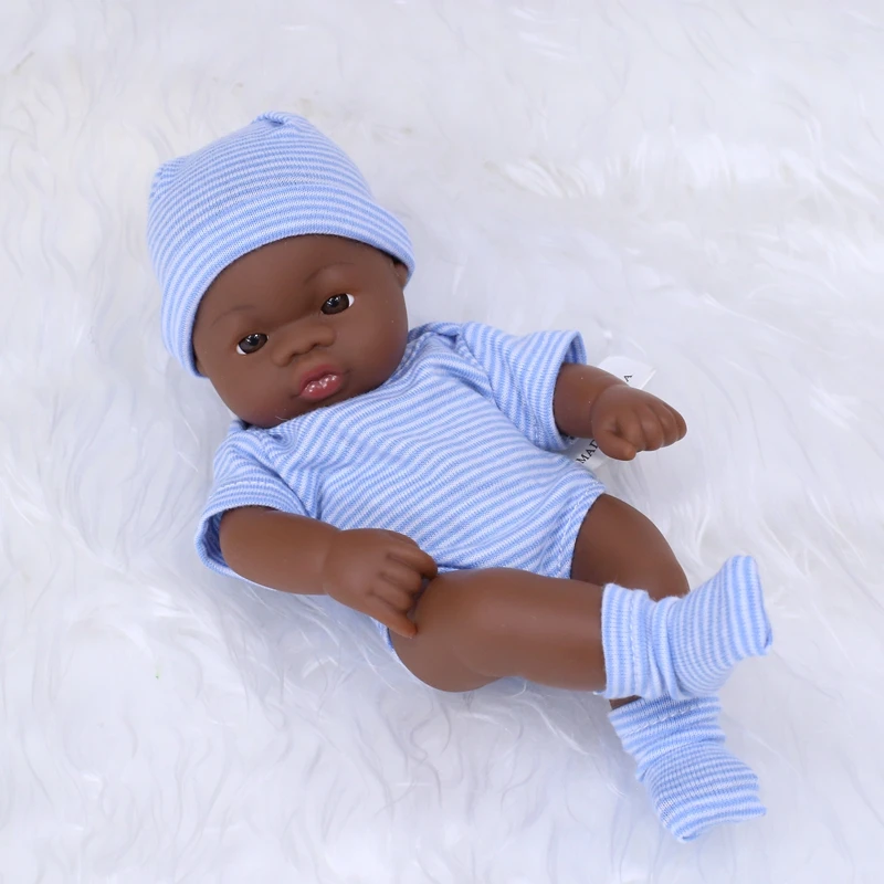 7.87Inch Black Skin American Reborn Dolls Cute Mini 20cm Cute Doll Toys Full Body Soft and Full Vinyl Doll Reborn Doll Toys Gift