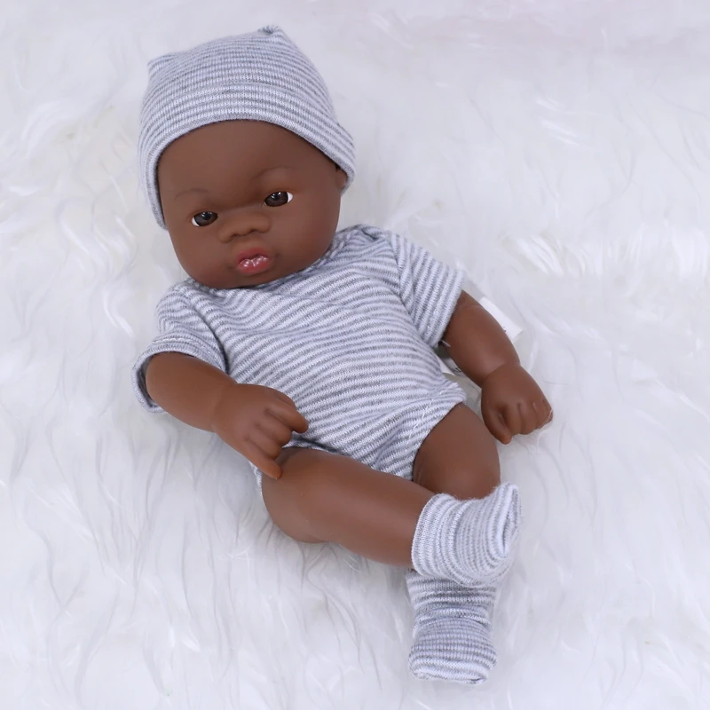 7.87Inch Black Skin American Reborn Dolls Cute Mini 20cm Cute Doll Toys Full Body Soft and Full Vinyl Doll Reborn Doll Toys Gift