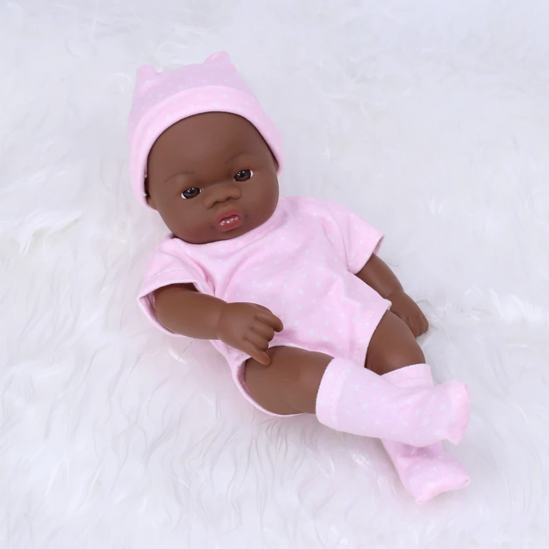 7.87Inch Black Skin American Reborn Dolls Cute Mini 20cm Cute Doll Toys Full Body Soft and Full Vinyl Doll Reborn Doll Toys Gift