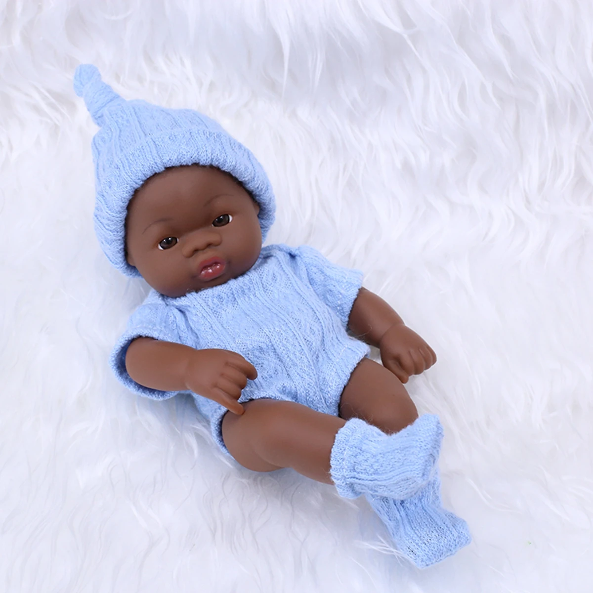 7.87Inch Black Skin American Reborn Dolls Cute Mini 20cm Cute Doll Toys Full Body Soft and Full Vinyl Doll Reborn Doll Toys Gift