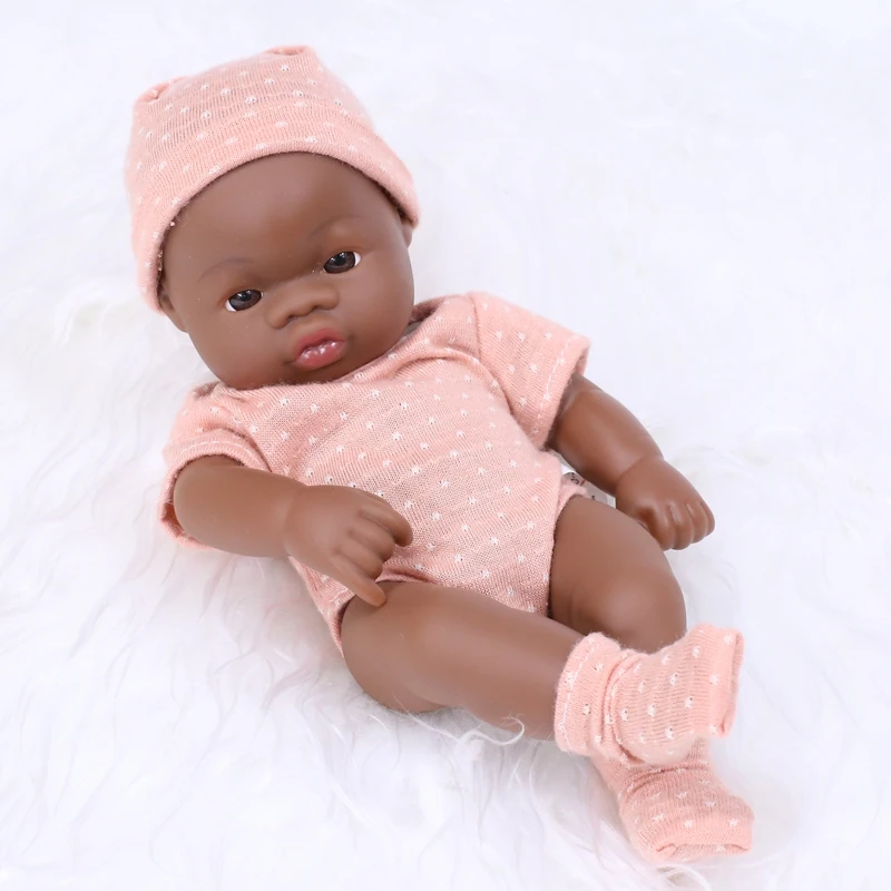 7.87Inch Black Skin American Reborn Dolls Cute Mini 20cm Cute Doll Toys Full Body Soft and Full Vinyl Doll Reborn Doll Toys Gift