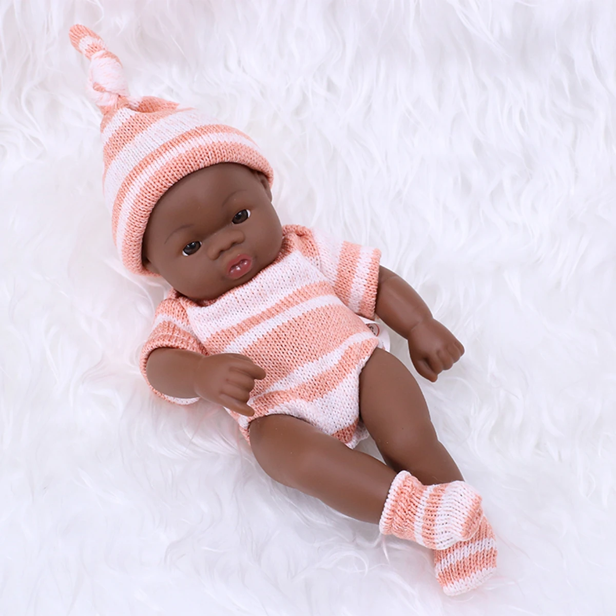 7.87Inch Black Skin American Reborn Dolls Cute Mini 20cm Cute Doll Toys Full Body Soft and Full Vinyl Doll Reborn Doll Toys Gift
