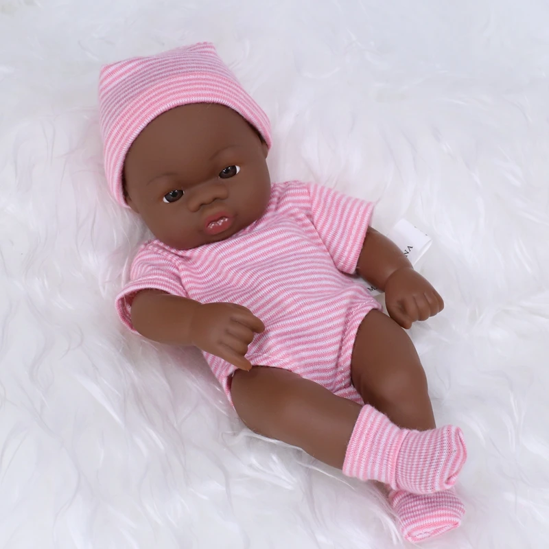 7.87Inch Black Skin American Reborn Dolls Cute Mini 20cm Cute Doll Toys Full Body Soft and Full Vinyl Doll Reborn Doll Toys Gift