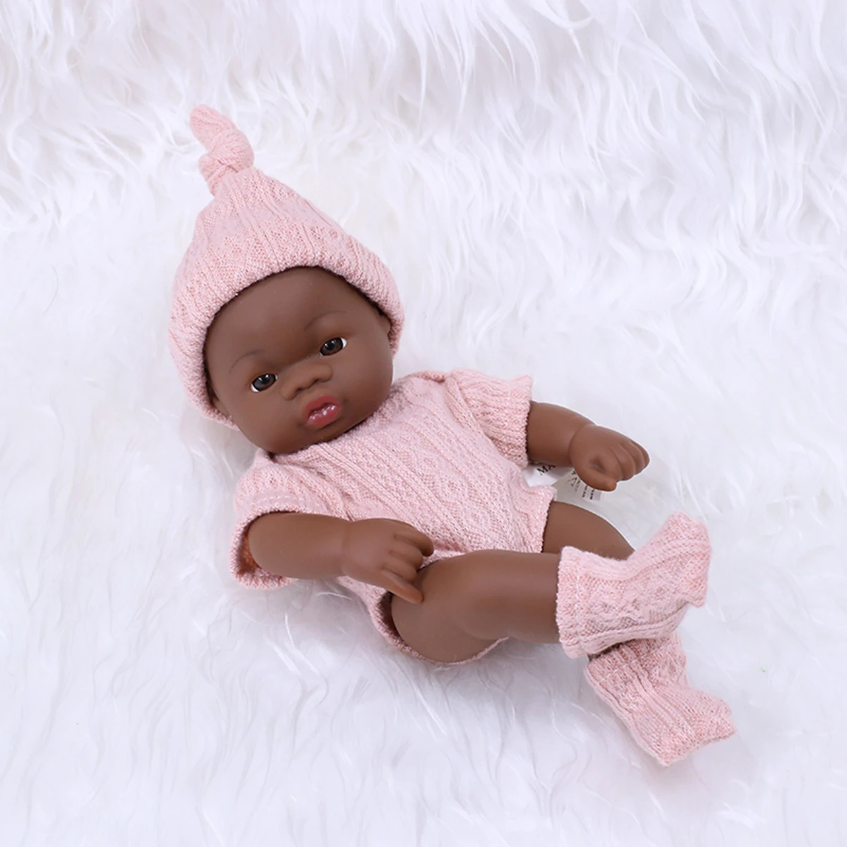 7.87Inch Black Skin American Reborn Dolls Cute Mini 20cm Cute Doll Toys Full Body Soft and Full Vinyl Doll Reborn Doll Toys Gift