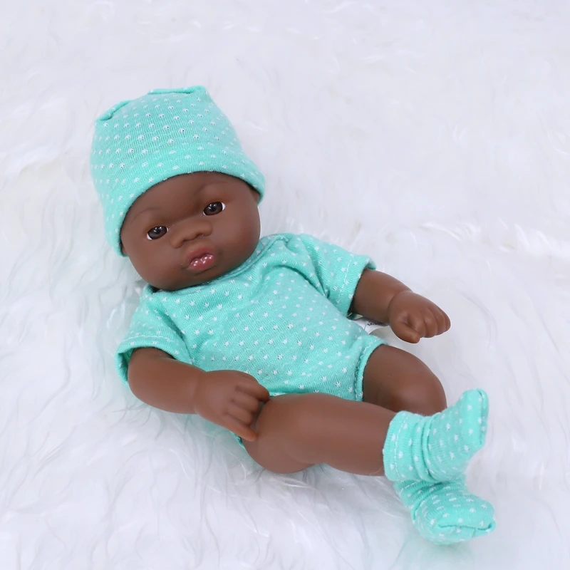 7.87Inch Black Skin American Reborn Dolls Cute Mini 20cm Cute Doll Toys Full Body Soft and Full Vinyl Doll Reborn Doll Toys Gift