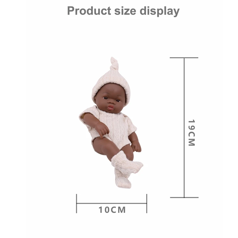 7.87Inch Black Skin American Reborn Dolls Cute Mini 20cm Cute Doll Toys Full Body Soft and Full Vinyl Doll Reborn Doll Toys Gift
