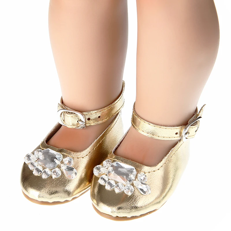 Baby Shoes Toy Hand-Stitched Doll Exquisite Big Diamond Shoes Fit 43 Cm New Born Baby Dolls For Our Generation American Dolls